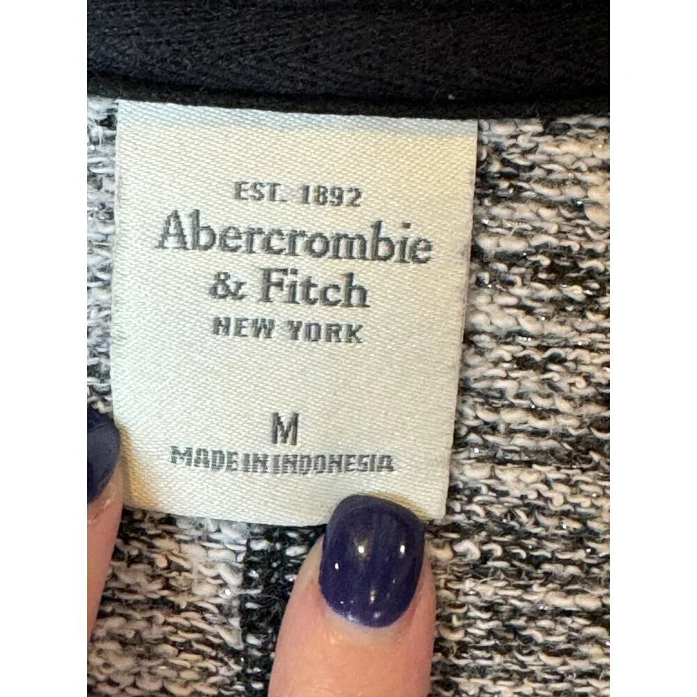 Abercrombie & Fitch Sweater Women Medium Black Knit Metallic Wrap Front Pullover